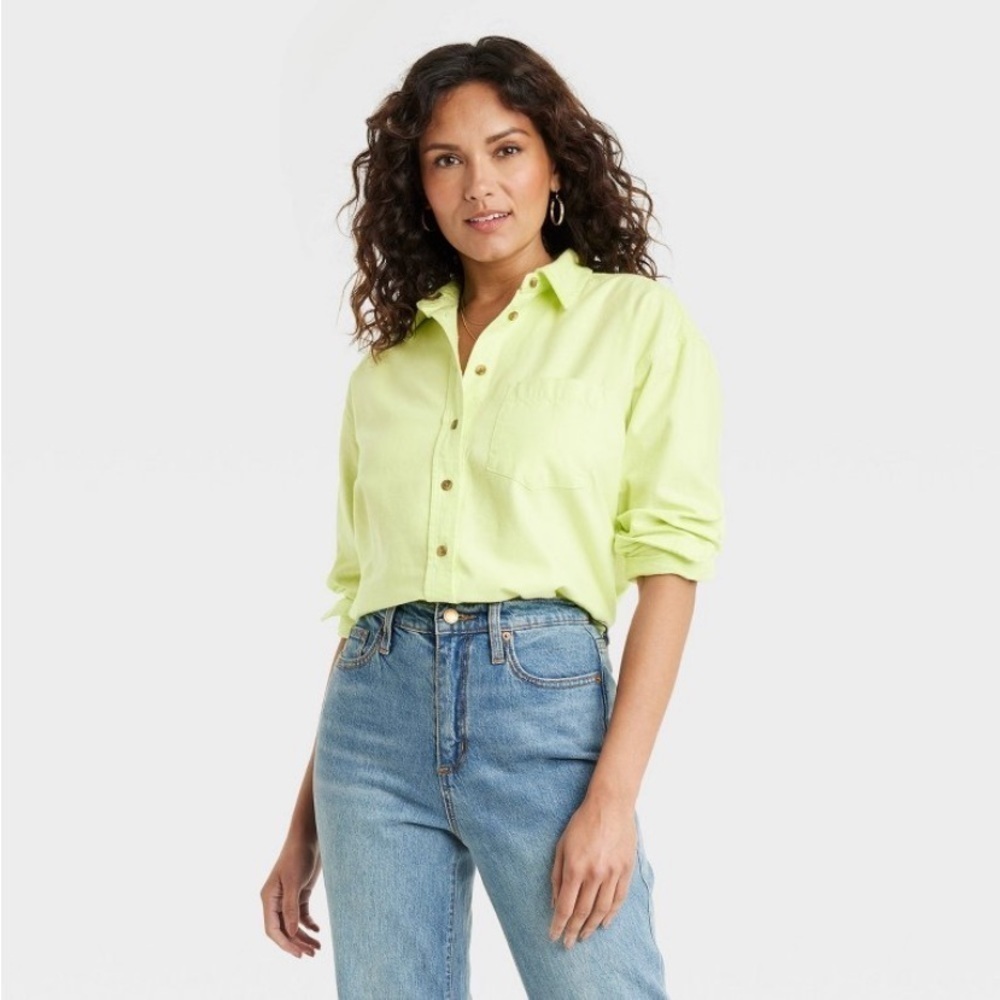 Women's Long Sleeve Flannel Button-Down
Shirt - Universal Thread™" Light Green - Picture 2 of 6